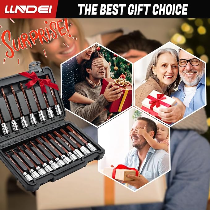 LLNDEI 19PCS 3/8-Inch Drive Extra Long Allen Hex Bit Socket Set &48PCS 3/8" Drive Impact Socket Set