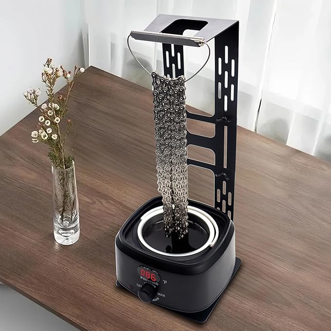 Bicycle Chain Wax Melting Pot, Waxing Melter with Precise Temperature Control, 17oz for 90-120 Links Bike Chain, Quick Melting and Bicycle Chain Cooling Hanger Stand