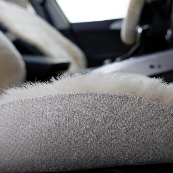 Natural Fur Sheepskin Universal car seat Covers for seat Cushion Auto Accessories, (Khaki Camel, Universal Fit Pack of 2)