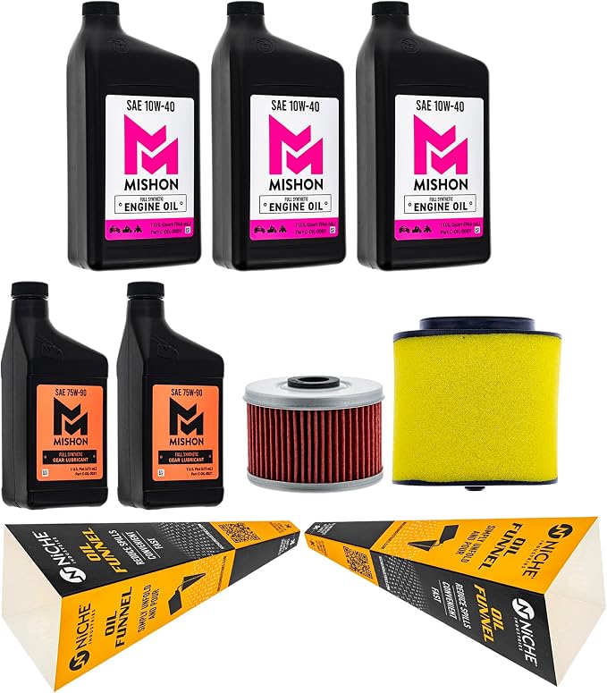 MISHON Full Service Engine Oil Change Kit 10W-40 for Honda Foreman 500 TRX500 (2008)