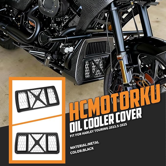 Radiator Guard Grille Oil Cooler Cover Fit For Harley Touring Road King Street Glide Electra Glide Ultra Limited 2023.5-2025 Black
