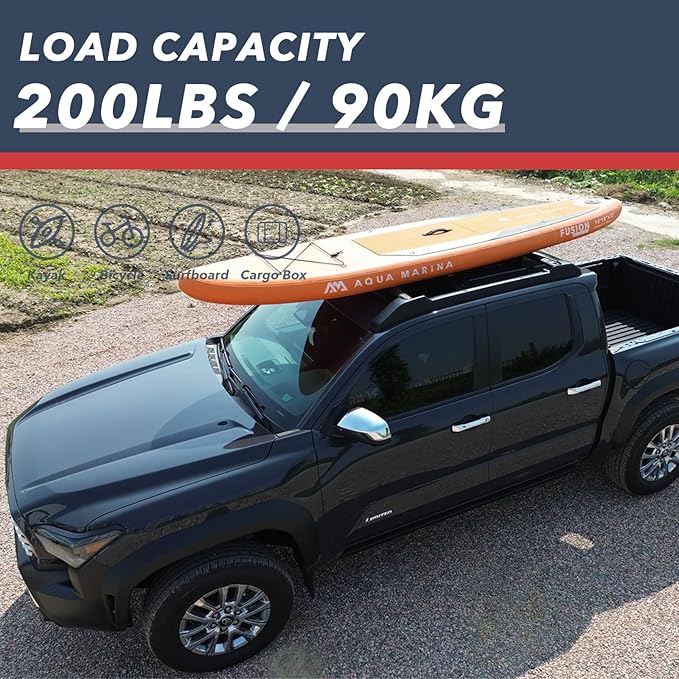 Roof Rack Cross Bars for 2024 2025 2026 Toyota Tacoma Double Cab - Aluminum Roof Rails Crossbar for Cargo Canoe Bike Kayak Snowboard - Rooftop Cargo Carrier Luggage(Not for XtraCab)