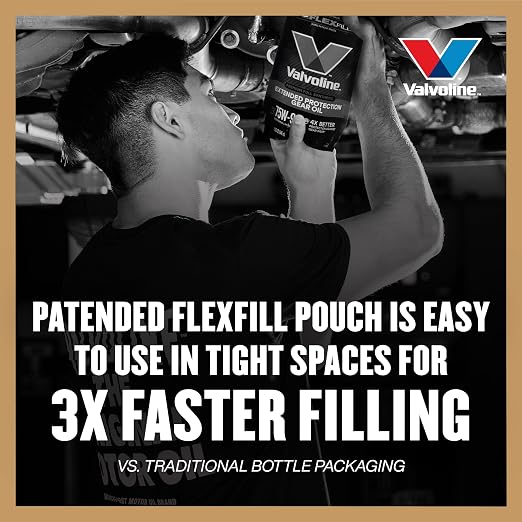 Valvoline FlexFill Extended Protection Full Synthetic 75W-90 Gear Oil 1 QT Pouch, Case of 4