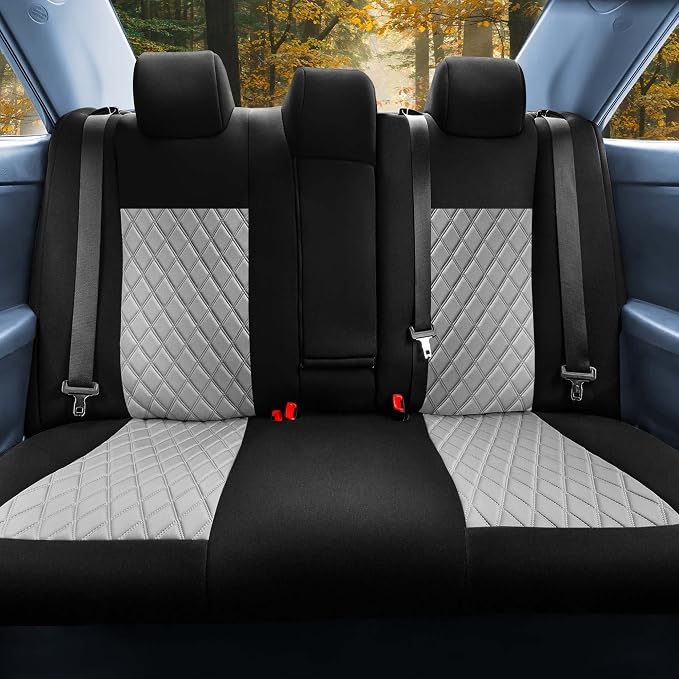 FH Group Custom Fit Seat Covers Specifically Made for 2012-2017 Toyota Camry LE | SE | XSE | XLE - Ultraflex Neoprene Waterproof Car Seat Cover, Rear Set Gray