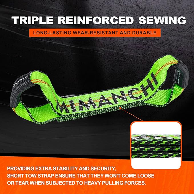 2"x16" Replacement Sewn Eye Loop Short Strap, 4Pack, Heavy-Duty Dog Bone Tow Truck Straps with Loops, for use with 8 Point Car Tie Down Kit, Axle Tie Down Straps
