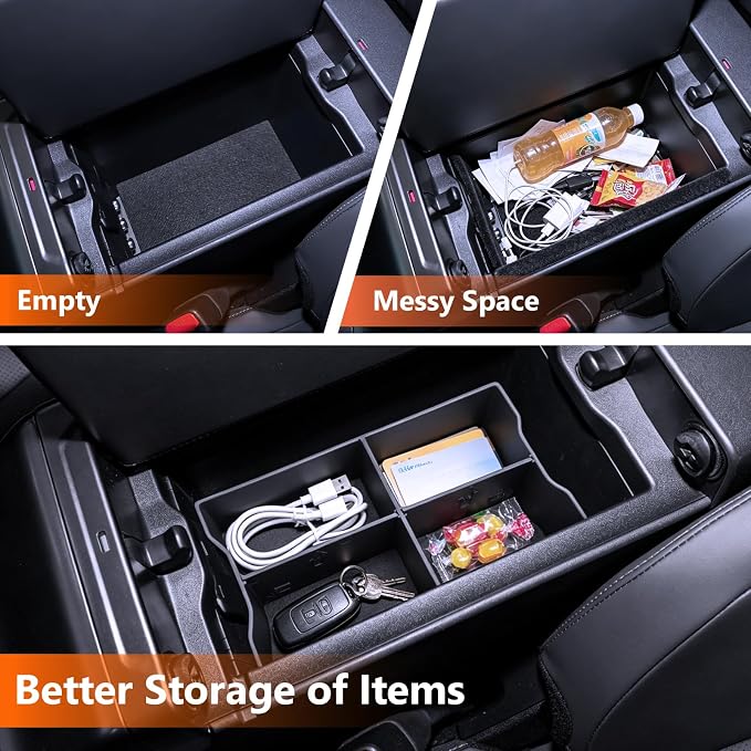 For 2026 Toyota RAV4 2PCS Center Console Organizer Tray ABS Armrest Lower Insert Storage Box, 6th Gen Hybrid&Plug-in Hybrid Interior Accessories - Not for Limited