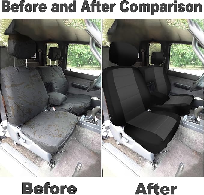 60/40 Split Bench Seat Covers for Toyota Tacoma 1995 1996 1997 1998 1999 2000 Heavy Duty Cloth Protector Interior Accessories with Console Covers，Waterproof & Machine Washable,Black