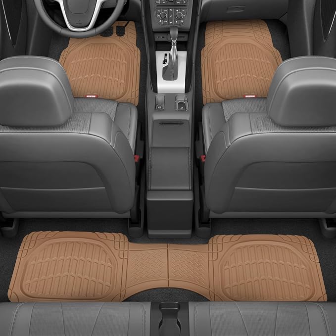 Motor Trend FlexTough™ Deep Dish Contours Rubber Car Floor Mats with Trunk Mat Cargo Liner, Front & Rear Combo Set fits Most Car SUV Van Coupe Sedan, Heavy Duty All Weather Trim to Fit