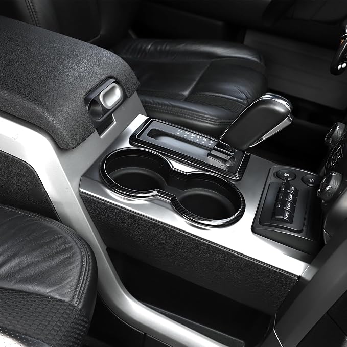Jimen Fit for Ford F150 2009-2014, 7PCS Carbon Fiber Interior Kits - Center Console Dash Panel, Gear Shift Cover Frame, Cup Holder Trim