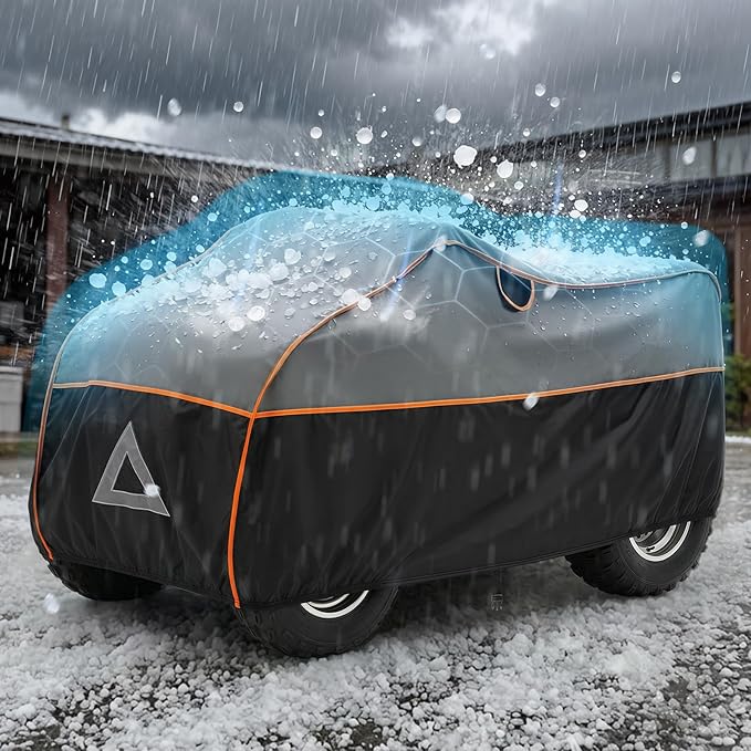 Specialized Hail Protector ATV Cover, Multi-Layered ATV Hail Blankets Protector Cover with 5mm Thick High Density EVA Cushioning Foam Pad and Reflective Stripes, 96(L) x 48(W) x 50(H) in