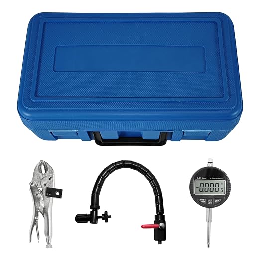 HFS(R) Disc and Rotor/Ball Joint Gage Set 0-1" Digital Dial Indicator 360° Flexible Stem Holder Locking Plier Automotive Measurement Tool