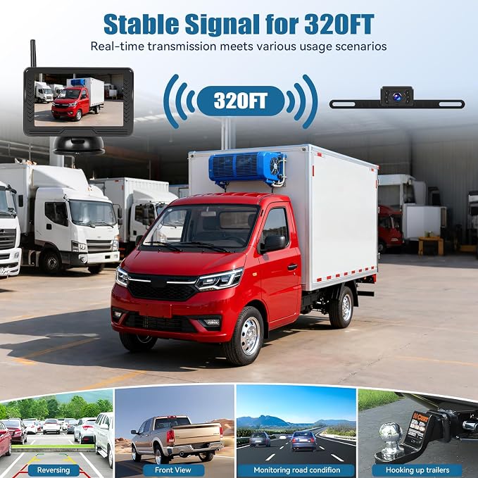 Wireless Backup Camera for Cars with 5 Inch Monitor Digital Signal Stable Reverse Camera Night Vision for Truck/Car/Pickup/SUV/ IP69 Waterproof