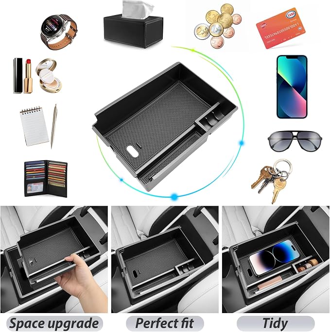 SKTU for 2026 Kia Sportage Center Console Organizer for 2026+ Kia Sportage (LX/EX/X-Line/SX/SX Prestige/X-Pro Prestige) Console Tray Kia Sportage 2026 Accessories ABS Insert Armrest Storage Box