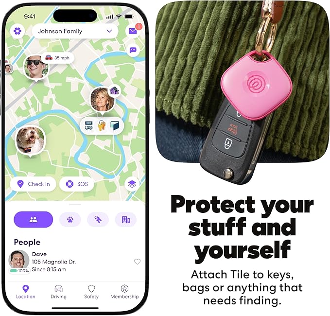 Life360 Tile - Bluetooth Tracker, Keys Finder and Item Locator for Keys, Bags and More. Phone Finder. Both iOS and Android Compatible. 4-Pack