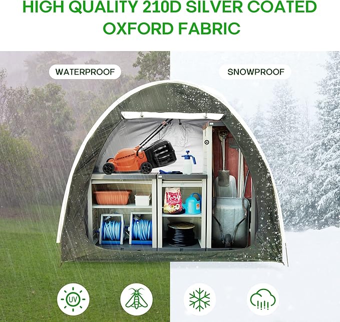 Bike Cover Storage Heavy Duty Storage Tent Outdoor Portable Bicycle Tent PU4000 Waterproof Cloth Durable 210D Oxford Fabric,Protect Against Wind, Rain, Snow, Dust W/Travel Bag (Black)