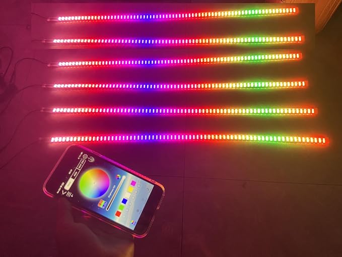 6PCS 6.5FT 2Meters 78" Triple Row Treble Rolls LEDs RGB Dream Color Chasing Flow Chaser Light Strips APP+Remote for Vehicle Car Truck Slingshot Slingtoys Ryker Spyder