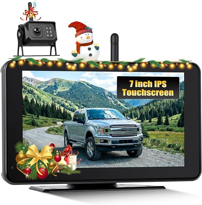 7 Inch Wireless Backup Camera for Car Truck Monitor Digital Signal Stable Front/Rear View Cameras Night Vision IP68 Waterproof for Truck/Car/Pickup/SUV/Tractors/Bus