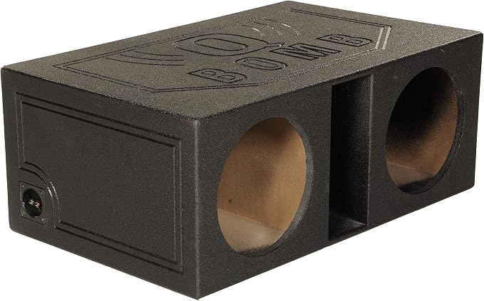 QPower 12 Inch Dual Vented Subwoofer Box, Ported Sub Enclosure System, Black - Car Audio and Sound Systems Accessories for Subwoofers and Speakers