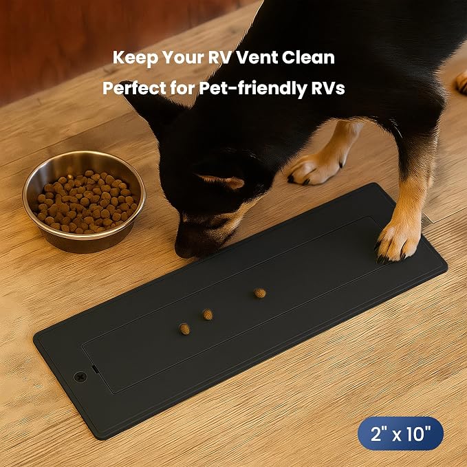 Safoner Aluminum RV Floor Register 2"x10" with Removable Cover, Lightweight Durable Camper Essential, Pet-Friendly RV Vent Accessories for Inside, 2 Pack-Black