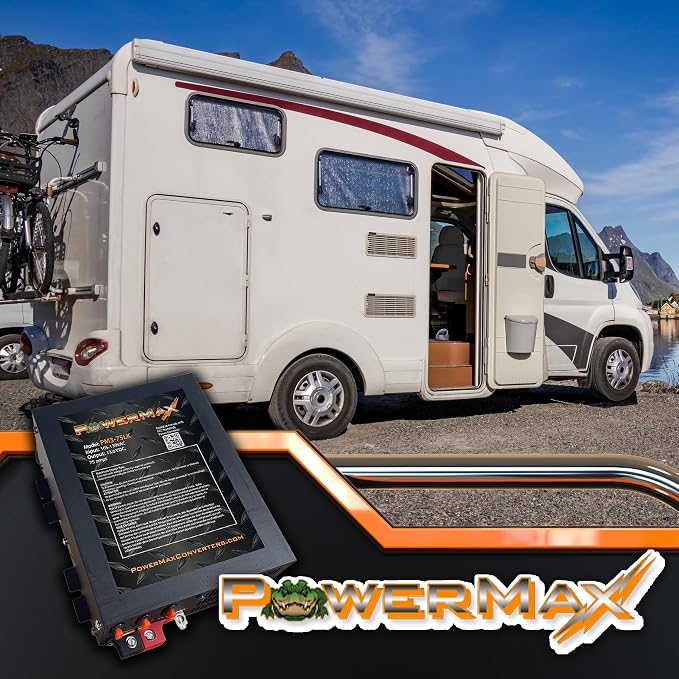 PowerMax PM3 75LK RV Power Converter - 12 Volt 75 Amp with 3 Stage Smart Charging Mode, Lithium Compatible