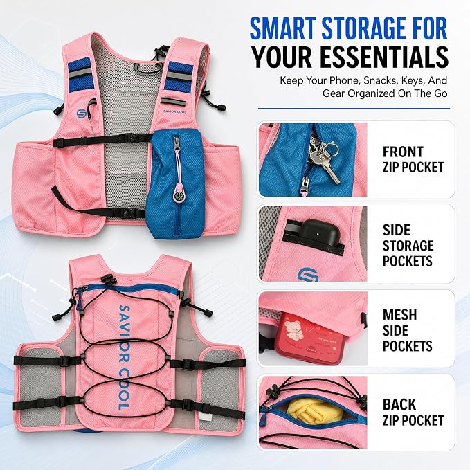 Cooling Hydration Vest with 2L BPA-Free Water Bladder, Running Vest with 3 Removable Cooling Packs, Lightweight Outdoor Hydration Pack for Hot Weather, Hiking, Cycling, Training