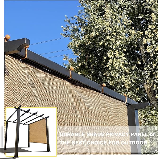 Sun Shade Privacy Panel with Grommets on 4 Sides for Patio, Awning, Window Cover, Pergola or Gazebo (Walnut, 8' x 5')