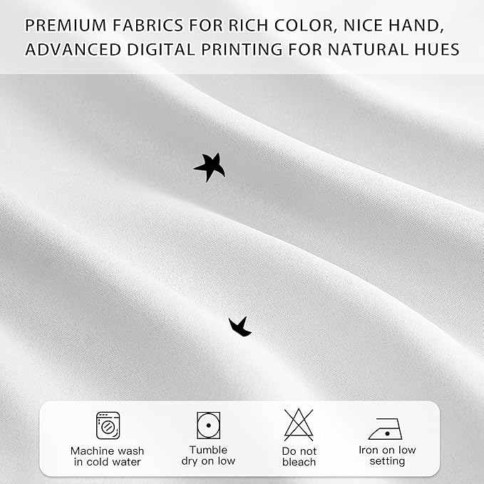 XiDi White Curtains for Girls Bedroom 80% Blackout Double Layer Curtains with Sheer Overlay for Nursery Kids Room Star White Drapes with Tiebacks Grommet Window Treatment 2 Panels W34 X L72