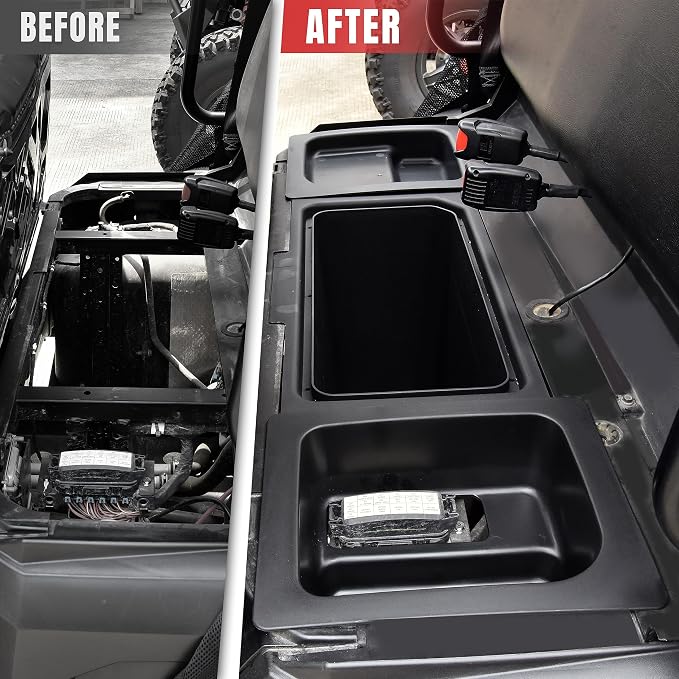 Left & Right Under Seat Storage Box for Polaris Ranger 570 Mid-Size, Underseat Storage Bin Set Organizer Tray for Polaris Ranger 500 570 Mid Size 50" Wide 2015-2021 Accessories (2PCS)