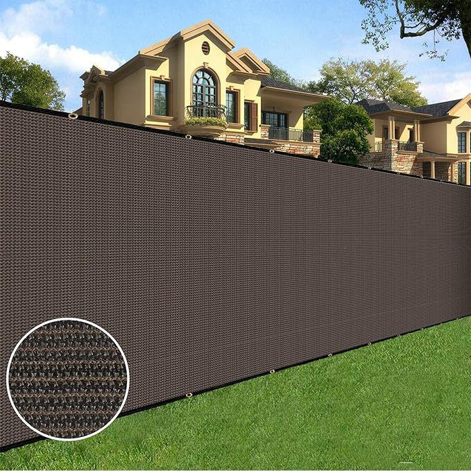 Sunnyglade 6 feet x 150 feet Privacy Screen Fence Heavy Duty Fencing Mesh Shade Net Cover for Wall Garden Yard Backyard (Brown, 6 ft X 150 ft)