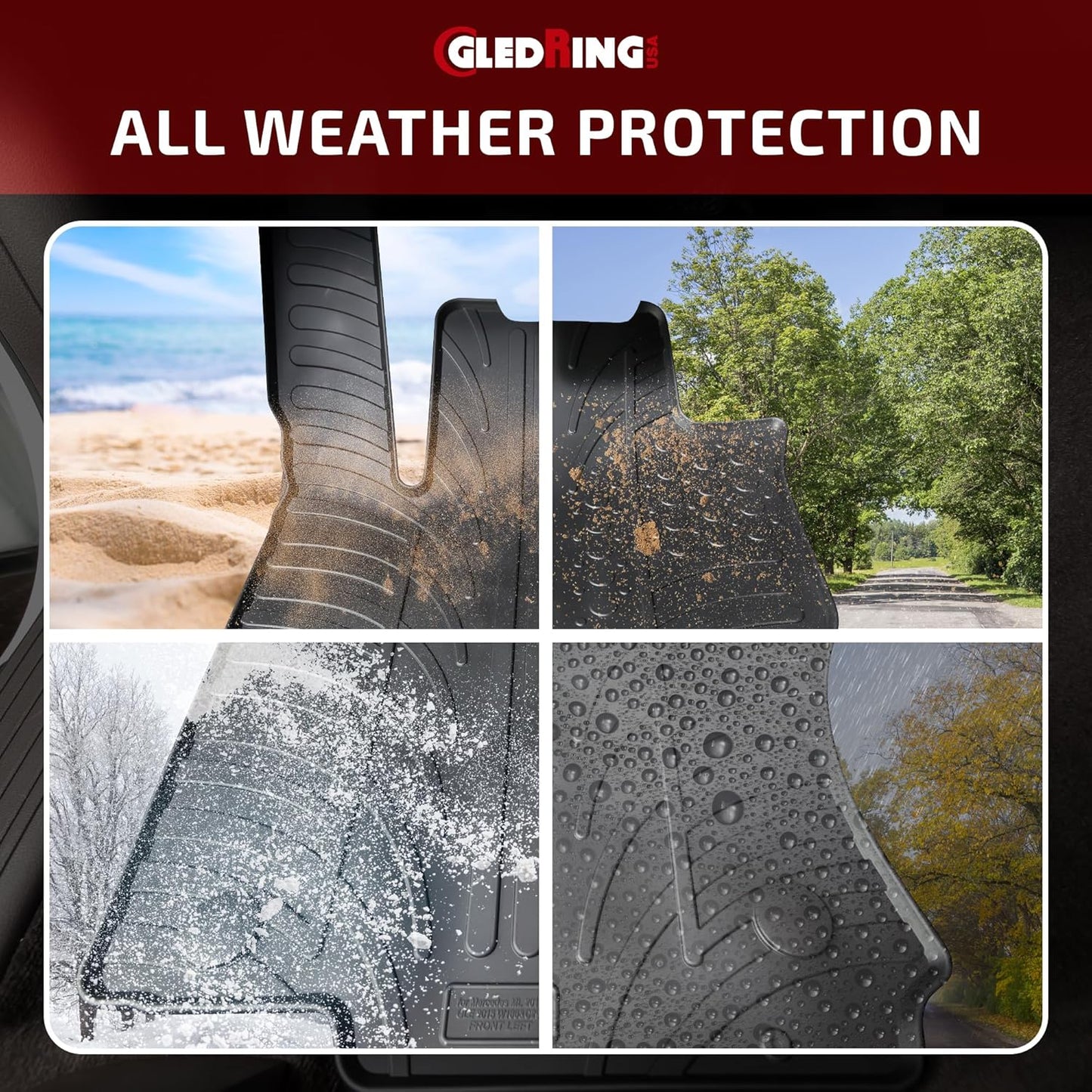 Gledring USA Custom Fit Rubber Mats Combo Pack Intended for Land Rover Range Rover Velar 2017-2022, No Trimming Required, Tailored Custom Fit, All-Weather, Protects from Rain, Mud, & Snow