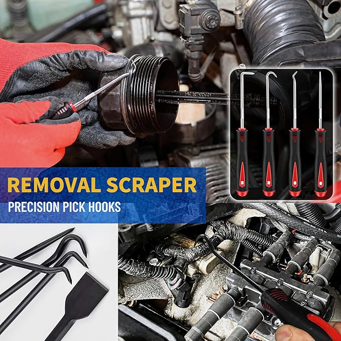 DWH 18 Pcs Precision Pick and Hooks Set, Auto Body Tool Kit with Scraper Telescoping Magnetic Pickup Tool Panel Clip Plier Fastener Remover, Metal Plastic Trim Tools, Automotive Mechanic Bag