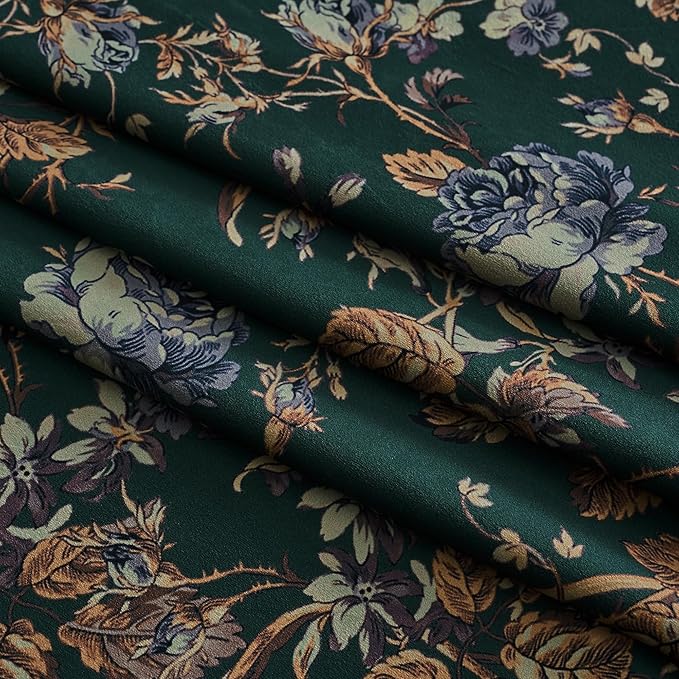 StangH Green Velvet Curtains Print Vintage Floral Curtains 108 inches Long Soft Room Darkening Thermal Insulated Floor to Ceiling Drapes for Living Room Hotel Reception, W52 x L108, 2 Panels