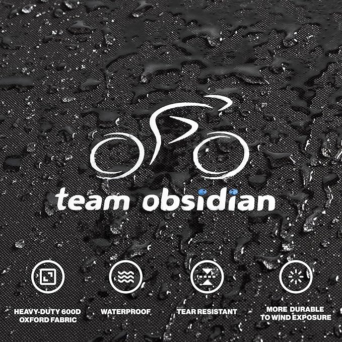 TeamObsidian Bike Cover - Outdoor Storage, Bicycle Transportation or Travel - Waterproof eBike Protection - For 1 to 3 Bikes - Heavy Duty Ripstop 600D Oxford Material - Transparent