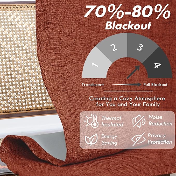 DriftAway Double Layer Linen Blackout Tie Up Curtains Thermal Insulated Fully Lined Balloon Roman Shade Bathroom Window Adjustable Rod Pocket for Small Window 25 Inch by 47 Inch Burnt Orange