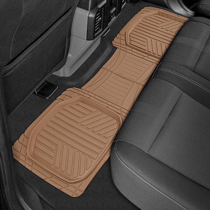 Motor Trend FlexTough™ Deep Dish Plus Rubber Car Floor Mats with Trunk Mat Cargo Liner, Front & Rear Combo Set fits Most Car SUV Van Coupe Sedan, Heavy Duty All Weather Trim to Fit