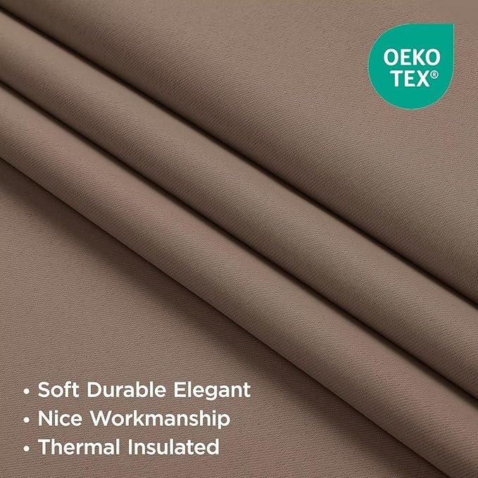 Joydeco Blackout Curtains 96 Inches Long for Bedroom, Thermal Insulated Black Out Curtains 2 Panels Set, Room Darkening Drapes for Living Room Window (W52 x L96 Inch, Khaki)
