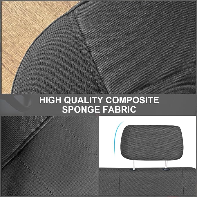 SAPUBK Front Seat Covers Replace for 1989-1994 Toyota Pickup 60/40 Bench Seat with Armrest Seat, Knitted Fabric Composite Soft Foam Lining Airmesh Breathable Seat Cover