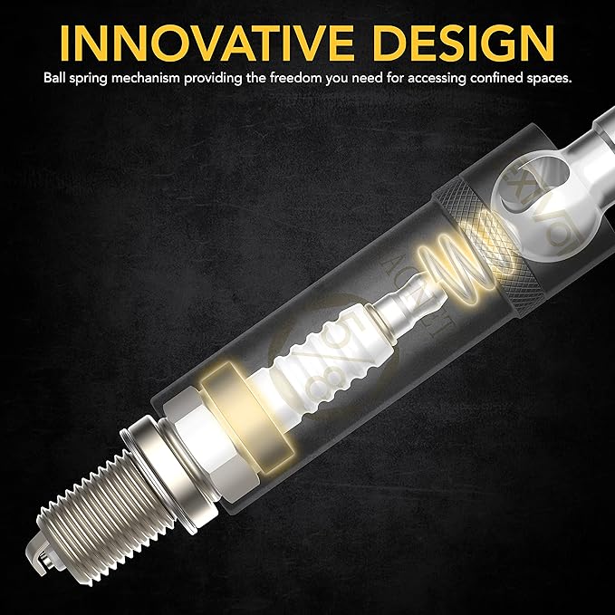 LEXIVON 5/8" Swivel Magnetic Spark Plug Socket, 3/8" Drive x 10" Total Length | Enhanced Magnetic Design with Thin Wall Socket, Cr-v Steel (LX-122)