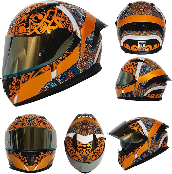 HAX Obsidian Full Face Dual Visor Adult Motorcycle Helmet for Motorbike Street Bike with Pinlock Ready DOT Approved HUICHIOL M