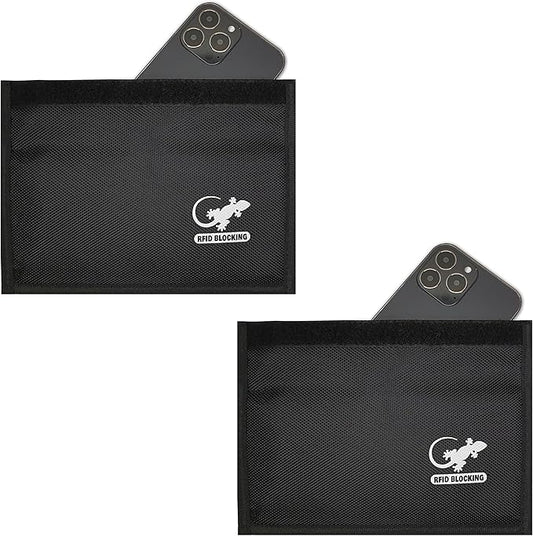 Faraday Bag Anti-Tracking GPS RFID Car Key Signal Blocker Wallet Shielding Pouch Protective Case for Cell Phone Car Key FOB, Data Privacy, Electronic Device Security (2 Pack - Pocket Black)