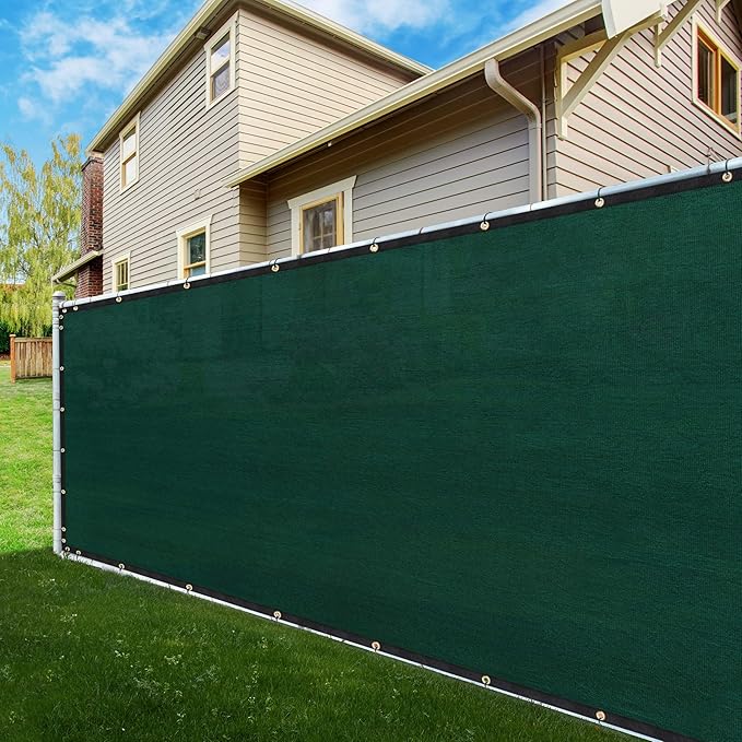 ShadeMart 8' x 80' Fence Privacy Screen Green Heavy Duty 170 GSM Fencing Mesh Shade Net with Grommets & Zip Ties, 90% Blockage Fence Screen for Balcony Yard Outdoor Garden Pool (We Customize Size)