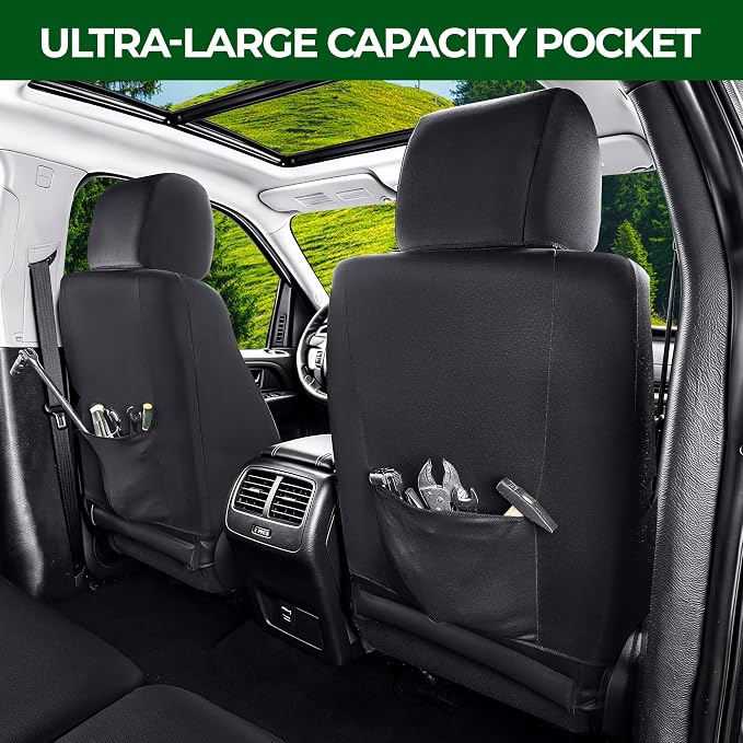 Front Seat Covers for Ford Explorer Escape Kuga Edge Ranger Mustang Bronco Sport Seat Covers,Waterproof Airbag Compatible Faux Leather Seat Protectors(Black)
