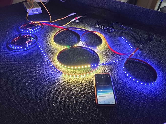 2PCS 3FT Rolls RGB Dream Color Chasing Flow Breath Strobe LEDs Tinted Full Black Out PCB Smoked Light Strips Bluetooth Remote Ctrl for Car Truck Slingshot Wheel Hood Grille Lights