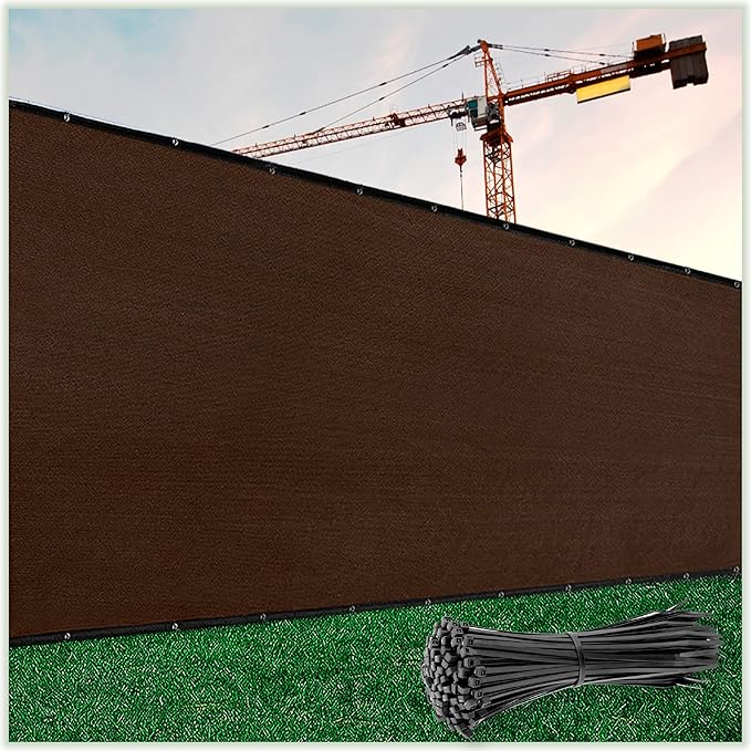ColourTree Customized Size 6' x 51' Brown Fence Screen Privacy Screen - Commercial Grade 170 GSM - Heavy Duty - 3 Years Warranty - Cable Zip Ties Included