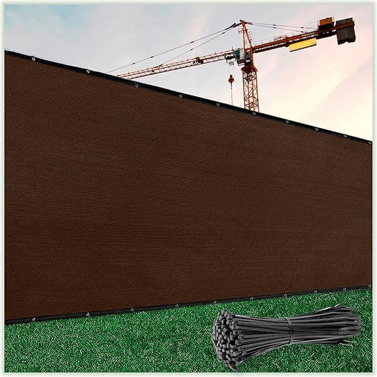 ColourTree Customized Size Fence Screen Privacy Screen Brown 4' x 91' - Commercial Grade 170 GSM - Heavy Duty - 3 Years Warranty - Cable Zip Ties Included
