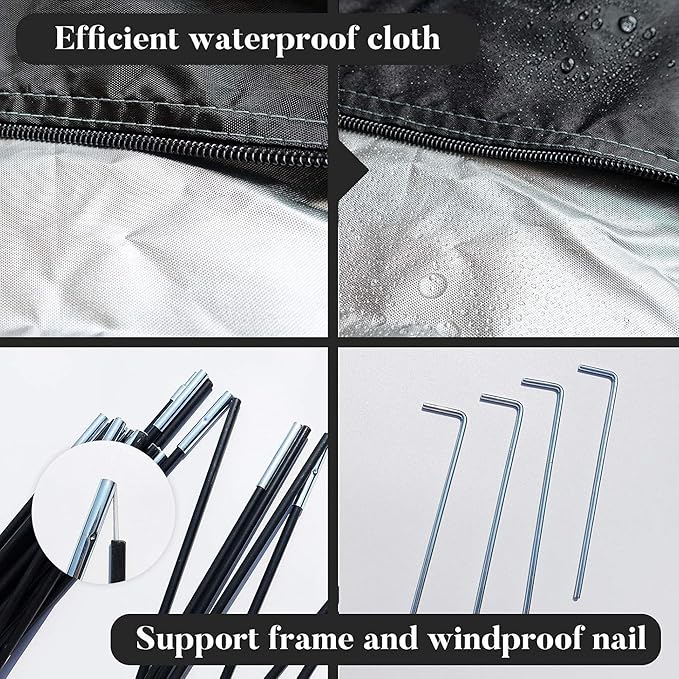 Bike Cover Storage Tent, Outdoor Portable Storage Tent, 210D Oxford Fabric PU4000 Waterproof for 2-3 Bikes, Suitable for Storing Bicycles,Motorcycles,Garden Tools,Lawn Mower,Various Tools