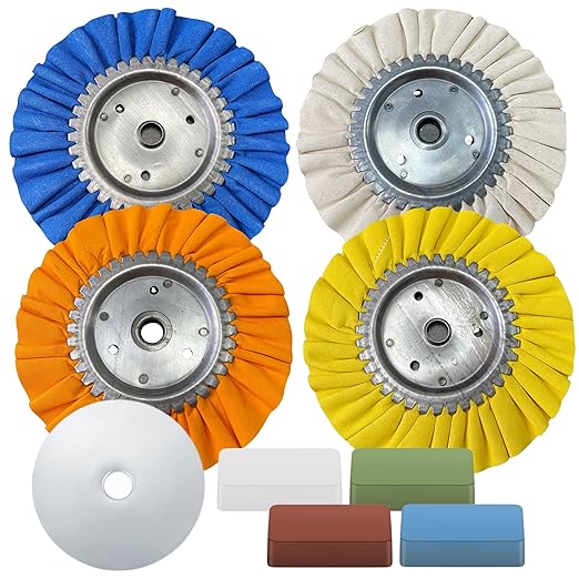 8 Pack Aluminum Polishing Kit - 8 Inch Buffing Wheel Rake for Angle Grinder Metal Polishing Wheel for Mirror Finish Aluminum Buffing Wheel Kit and Polishing Compound