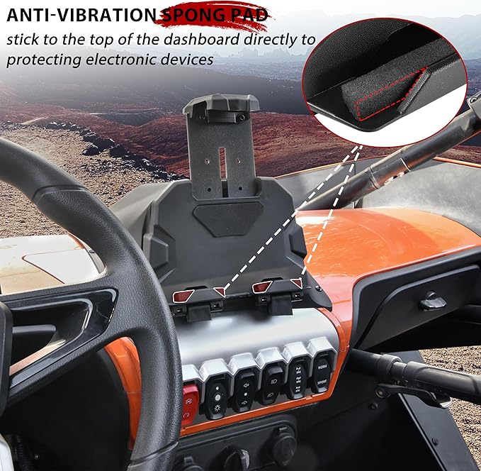 UTVXPERT Adjustable Electronic Device Tablet Phone Holder GPS Navigator Bracket Phone Mount with Storage Box for CFMOTO ZForce 950 Sport/HO/EX 2020-2024 Accessories