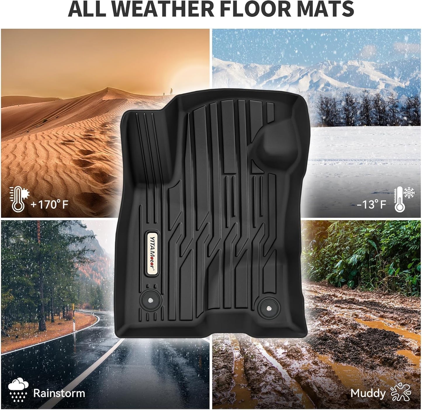 YITAMOTOR Floor Mats Compatible with 2022-2025 Ford Maverick Hybrid, Custom Fit Maverick Car Mats, All-Weather TPE Front and Rear Row Floor Liners, Black