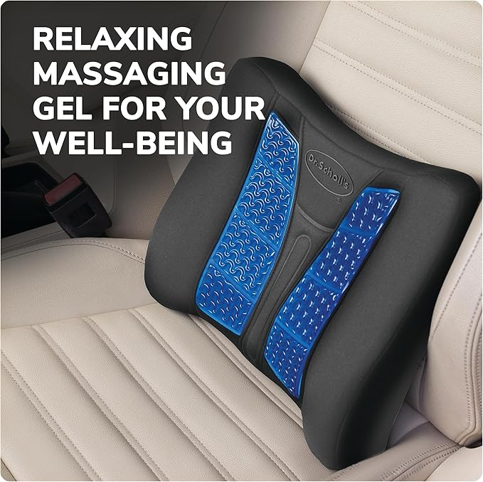 Dr. Scholl’s Massaging Gel Lumbar Seat Cushion for Car, Truck, SUV — Black